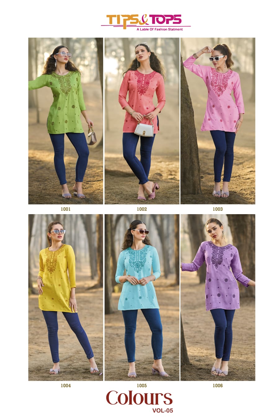 Colors Vol 5 Tips And Tops Rayon Embroidery Western Top Suppliers In India